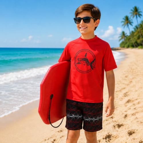 Image of iXtreme Boys Swim Set - 2 Piece Rash Guard Short Sleeve Swim Shirt and Boys Swim Trunks for Infants Toddlers & Big Boys
