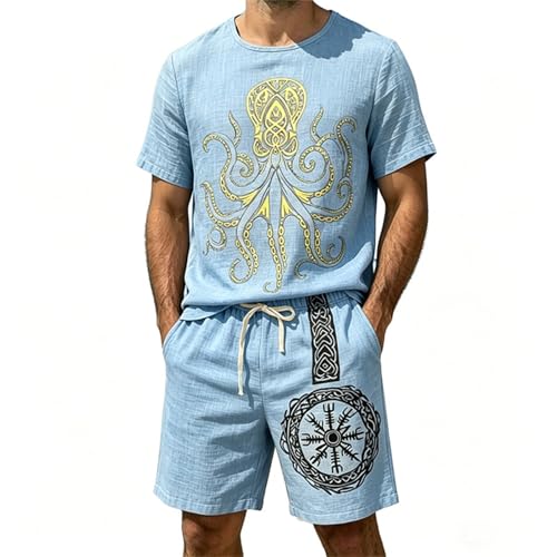 Ensemble short et t-shirt homme coupe ample décontractée à col rond