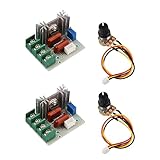 Motordrehzahlregler, Aideepen 2 Stuck AC 50V-220V 25A 2000W SCR Vorverdrahtetes Einstellbare Motor Drehzahlregler, Einstellbarer Spannungsregler LED Dimmer Modul mit Drehzahlreglerknopf