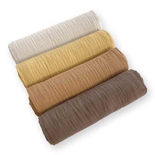 Image of SwaddleDesigns Cotton Muslin Swaddle Blankets for Baby Boy & Baby Girl, Set of 4, Neutral Receiving Blankets for Newborn, Baby Registry & Gift, 46x46 inches, Warm Glow