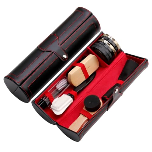 BLANME 10-in-1Leather Polish Kit Shoe Care Set Black and white Shoe polish 3 shoe brushes 2 cleaning cloths 1 sponge brush Women Boots Dress Shoes Convenient for travel and business trips
