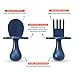 Grabease Baby Feeding Utensils Set - Infant and Baby Fork and Spoon for Ages 1-11 Months, BPAs and Phthalate-Free Cutlery, Plastic, 1 Set, Navy