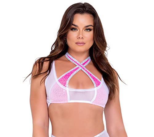 Bikini Femme Rave et Festival Roma Costume Combishort Court en Maille Bicolore