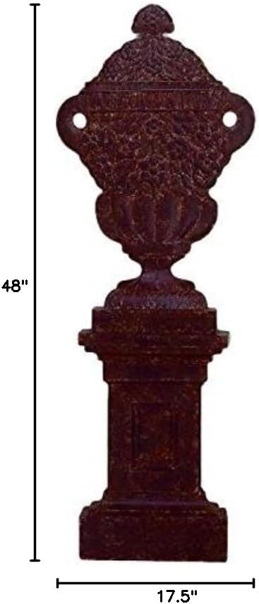 MY SWANKY HOME Classic 48 in Old World Urn Wall Plaque Metal Brown Outdoor Indoor Grecian
