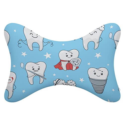 Upuppiu Neck Pillow Novelty Cute Dental Teeth Blue Bone Shape Head Rest Memory Foam Head Rest Support Support For Driving, Travelling, Office, Seat, Home #TOP1