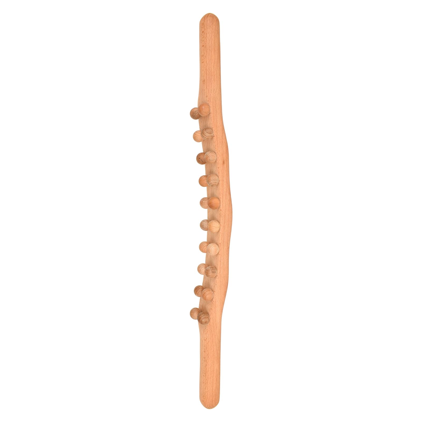 Masajeador Madera Palo de Guasha Manual, Bastón de Masaje Gua Sha, Herramienta de Masaje Terapéutico 20 Bolas,Alivio del Dolor Muscular, Confort y Bienestar para Espalda, Cuello, Piernas, Vientre