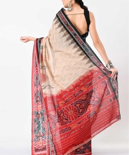 Image of Nuapatna Cotton Saree of Odisha Ikkat Orissa Traditional Handloom Sari | Bomkai | Pata | Nuapatana | sambalpuri saree | khandua patta sare | without Blouse S6