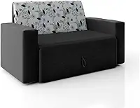 Sofá-cama 2 Lugares Pratik 5000 Mamflex Preto/cinza Floral Suede