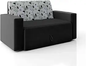Sofá-cama 2 Lugares Pratik 5000 Mamflex Preto/cinza Floral Suede