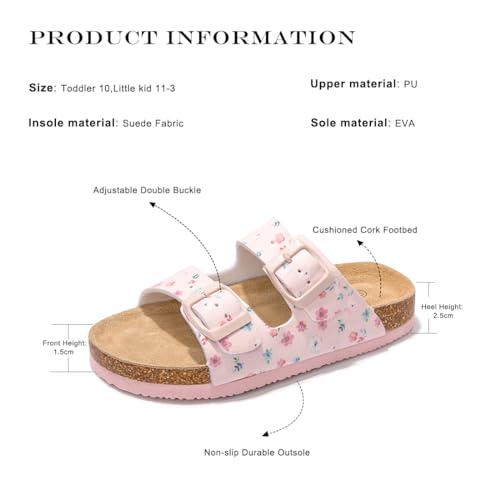 Image of FUNKYMONKEY Unisex-Child Slide Sandals Adjustable Double Buckle with Soft Footbed Comfort Slides for Girls and Boys