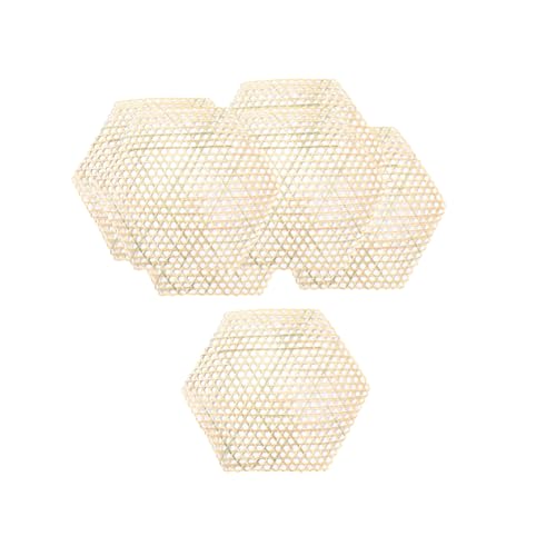 WTRYT Esterilla de bambú 10 unidades bandeja decorativa tejida hexagonal manteles individuales antideslizantes alfombrilla de alimentos almohadillas calientes alfombrilla de cocina bambú bandeja para