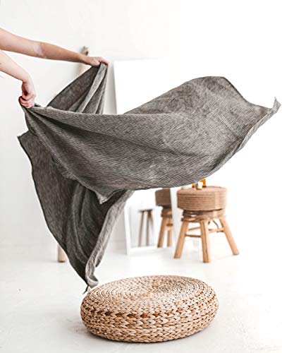 Linen Waffle Towels For Bathroom - 4-Piece 100% Linen Towel Set - 2 Bath And 2 Hand Towels - Black-Natural Thin Pre-Washed Lightweight Quick-Dry Absorbent - Made From European Natural Pure Flax #TOP6