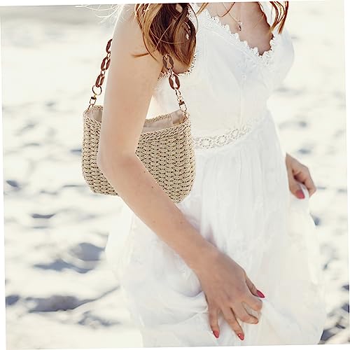 FRCOLOR Woven Beach Tote Bag for Women Portable Straw Handbag with Sturdy Structure for Daily Shopping Outdoor Picnics and Beach Parties Lightweight and Durable Summer4