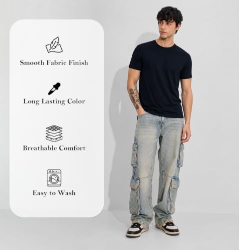 Image of Sleepynuts Men's Everyday Wear Crew Neck Regular Fit T-Shirt | Half Sleeve Solid Plain Casual T-Shirt for Men | Soft Breathable Fabric |