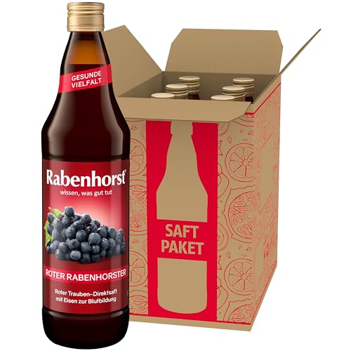 RABENHORST Roter Rabenhorster 6er Pack (6 x 700 ml) - Roter Traubensaft mit Eisen