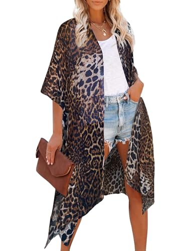 breezy lane Cardigan kimono floral pour femme - Cache-maillot de bain décontracté pour les...