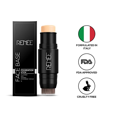 Image of RENEE Face Base Foundation Stick with Applicator Chai Tea 8gm| Enriched with White Clay| Weightless & Long-lasting Formula| Velvet Matte Finish