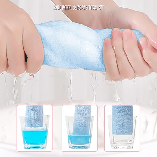 Image of 12 Pack Small Baby Washcloths 100% Cotton Thin Soft 7.8 inch x 7.8 inch Terry Cloth for Baby Face Bath Burp Travel Lightweight Multi-Purpose Newborn Must Haves