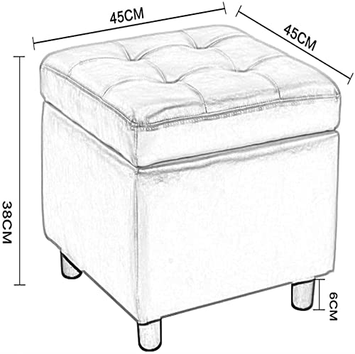 Puf de cuero artificial beige con espacio interior oculto 3