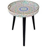 Table d'appoint ronde de style bohème polyvalente : Cette table d'appoint extérieure petite et légère est parfaite pour déguster un café, un thé et se détendre sur le balcon, à côté du canapé ou au chevet de la chambre à coucher. Dimensions du colis : 39,9 x 38,1 x 10,2 cm, après assemblage : 50,8 x 38,1 x 38,1 cm.