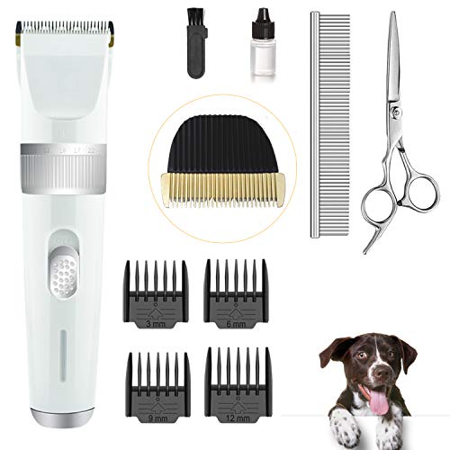 IAIPET Dog Clippers Pet Grooming Kit Quiet Cordless Dog Grooming Clippers Rechargeable with 2-Speed Low Noise Heavy Duty Hair Clippers Set for Dogs Cats with Spare Clipper Blade