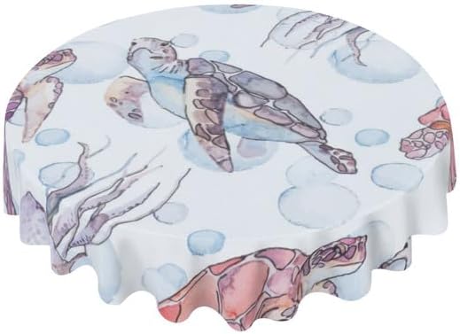 Mantel redondo con estampado de tortuga marina, mantel decorativo lavable, resistente a las arrugas, para el hogar, cocina, comedor, picnic,