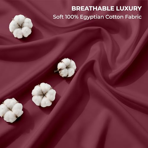 Image of SGI bedding 100% Egyptian Cotton Sheets Full XL Size - 600 Thread Count Sheets Set, Soft, Cooling, 15 inch Deep Pocket, Luxury Hotel Bedding, Breathable, Durable - Burgundy