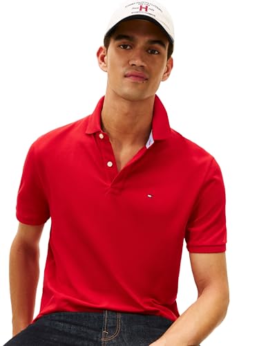 Image of Tommy Hilfiger Men's Short Sleeve Cotton Pique Polo Shirt in Classic Fit