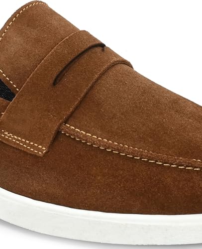 Image of Men Suede Leather Loafers with Bow - Cushioned Comfort, Durable Sole & Everyday Luxury