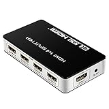 IBIT HDMI Splitter 1x4 4 Port HDMI Splitter switch Box Hub Support 4K@30Hz Full HD 1080P 3D with US Adapter HDMI 1.4 Powered Certified (1 in 4 out )