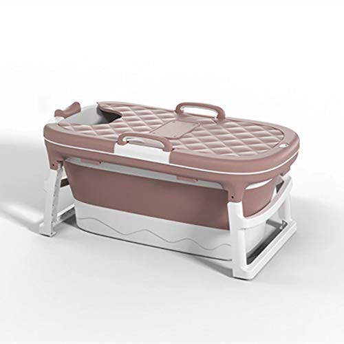 ベビー折りたたみバスタブ 太いバスタブの赤ちゃん折りたたみバスタブベビースイミング盆地サウナ盆地 省スペース (色 : Pink with lid, Size : S)