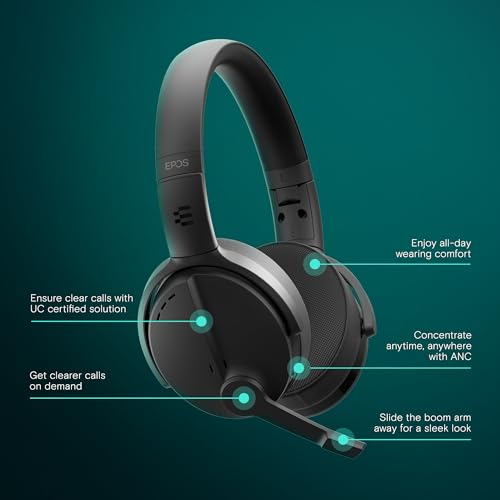 Image of EPOS | SENNHEISER Adapt 560 (1000207) - Dual-Sided, Dual-Connectivity, Wireless, Bluetooth, ANC On-Ear Headset | Discreet Foldable Boom Mic | for Mobile Phone & Softphone | Teams Certified (Black)