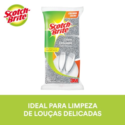 Scotch-Brite, 3M, Esponja Prateada, Pacote com 3 unidades
