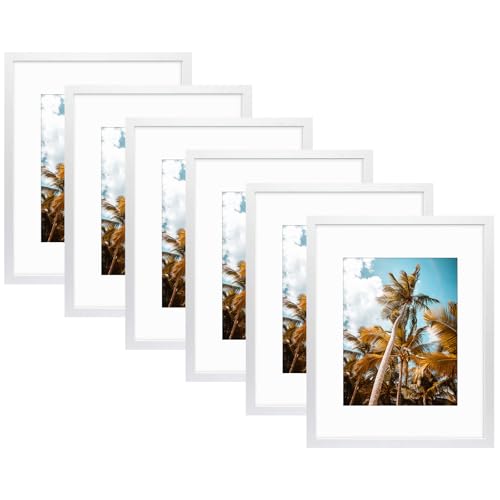 Image of Frametory 16x20 Picture Frame for Wall, Display Picture 11x14 with Mat or 16x20 Without Mat, Gifts for Family (White, 6 Pack)
