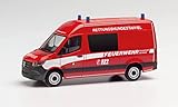 Herpa Modellauto Mercedes-Benz Sprinter „Feuerwehr Frankfurt/Rettungshunde, originalgetreu im Maßstab 1:87, Auto Modell für Diorama, Modellbau Sammlerstück, Deko Automodelle aus Kunststoff