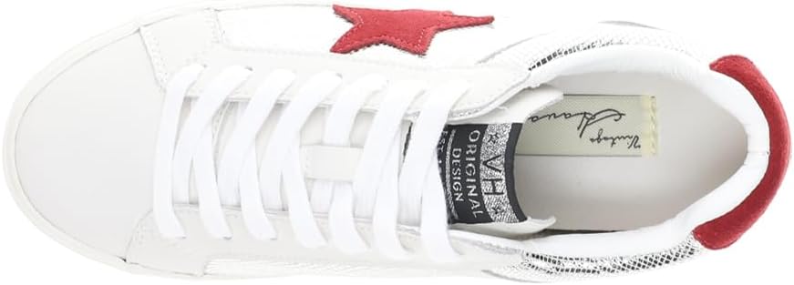 VINTAGE HAVANA Womens Bounce Metallic Lace Up Sneakers Shoes Casual - Red, Silver, White 5.5 - Image 4