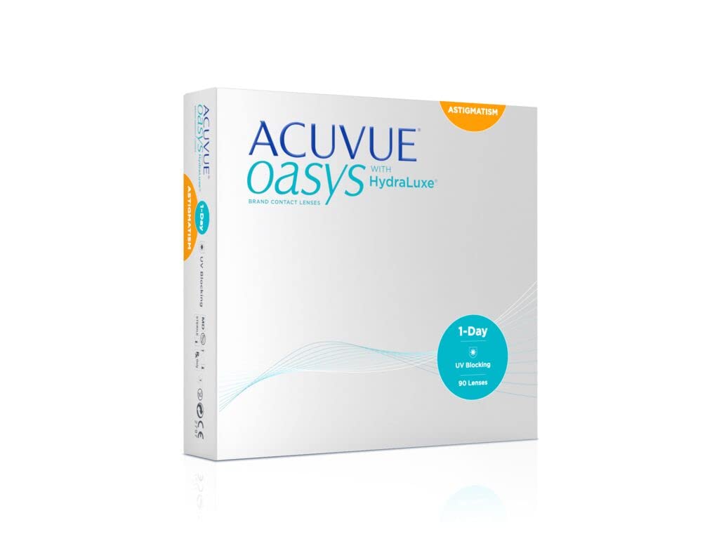 ACUVUE OASYS 1-Day for Astigmatism Kontaktlinsen – Tageslinsen mit angenehmem Tragegefühl – -2.75 dpt, Cyl -0.75, Ach 180 und BC 8,5 – Mit UV Schutz und Austrocknungsschutz – 90 Linsen