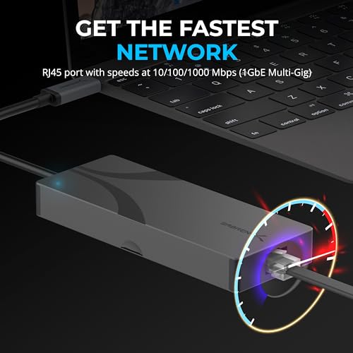 Image of SABRENT USB-C Hub & SSD Enclosure, 6-Port Dock with M.2 SSD Slot, 90W Power Delivery, USB 3.0 & 2.0 Ports, 4K HDMI, RJ45 Gigabit Ethernet (HB-6PNV)