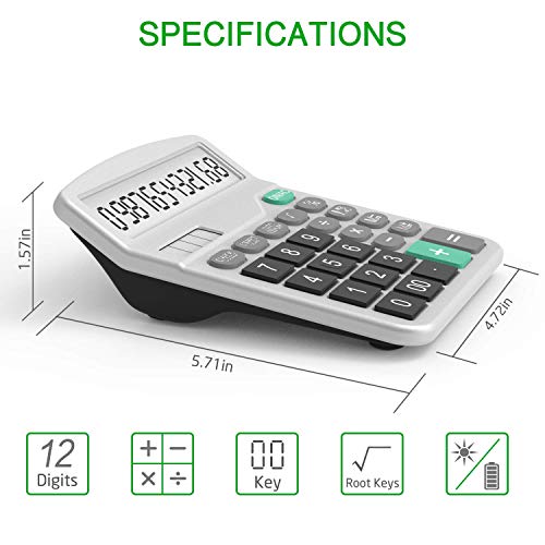 Calculator, Splaks Standard Functional Desktop Calculator Solar And Aa Battery Dual Power Electronic Calculator With 12-Digit Large Display (2 Updated Silver) #TOP4