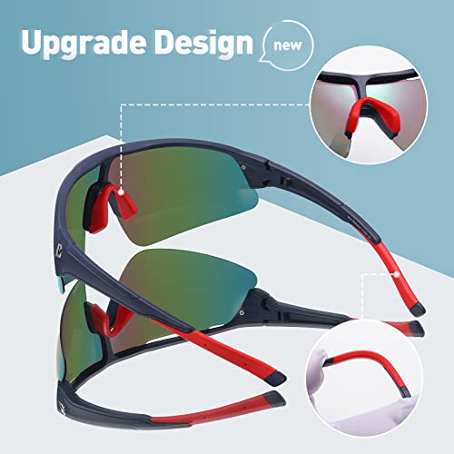 Image of Polarized Sports Sunglasses Wraparound Design TR90 Lightweight Frame With UV 400 Protection Glasses for Women Men