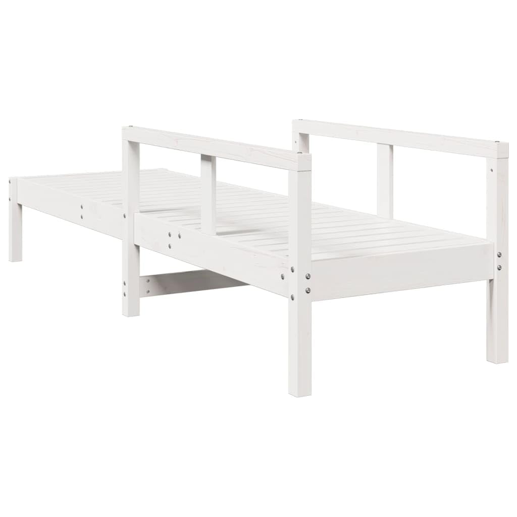 Lettino prendisole bianco in legno di pino massiccio, 199,5 x 62 x 55 cm, regolabile, con schienale, per giardino, terrazza, balcone, piscina, per rilassarsi e prendere il sole