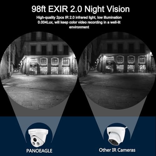 PANOEAGLE 4K PoE IP Security Camera,Outdoor 8MP Turret Camera with AI Human/Vehicle Detection,Compatible with Hikvision Built-in Mic,2.8mm Lens Wide Angle,98ft EXIR 2.0 Night Vision,IP67 WDR(PG2385I) - 4