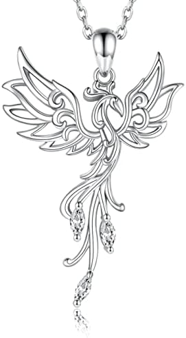 925 Sterling Silver Rising Phoenix Necklace Pendant Rise from the Ashes Jewelry Gifts for Women Christmas Birthday