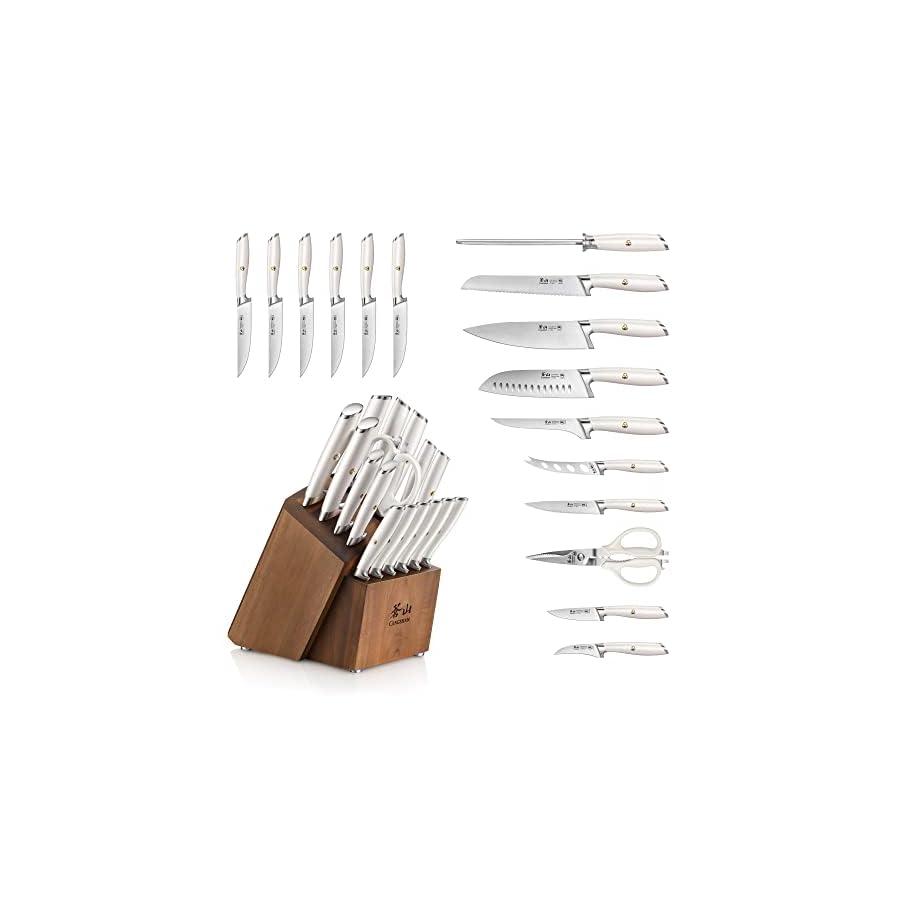 Cangshan L1 Series 17-Piece Knife Set, Forged German Steel (White)
