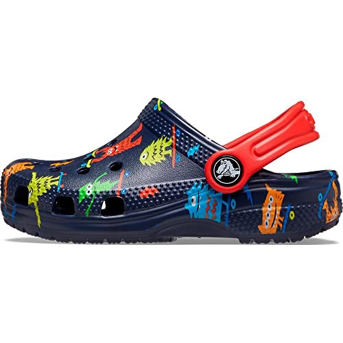 Image of Crocs Unisex-Child Kids' Classic Graphic Clog, Navy, 6 Toddler