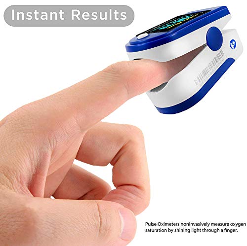 FaceLake FL350 Blue Pulse Oximeter with Carrying Case, Lanyard & Batteries