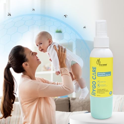R for Rabbit Hygocare Mosquito Repellent Spray for baby of 6 months plus & Upto 8 Hours Protection 100% Natural Ingredients Protection from Mosquitoes Flies Ants Indoor & Outdoor Use (100ml)