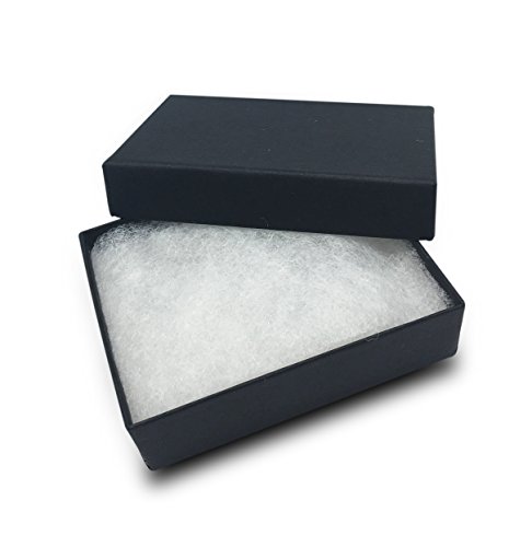 Thedisplayguys 25-Pack #32 Cotton Filled Cardboard Paper Jewelry Box Gift Case - Matte Black (3 1/4" X 2 1/4" X 1") #TOP2
