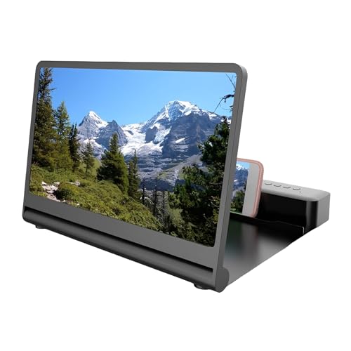 VBESTLIFE Lupa de Pantalla para Teléfono Inteligente, Ampliadora de Pantalla de Teléfono Móvil 3D HD con Altavoz Bluetooth, para Películas, Vídeos, Juegos, Personas Mayores y Niños Pequeños