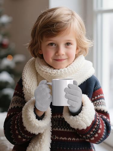 Image of Cooraby 12 Pairs Kid's Winter Magic Gloves Children Stretchy Warm Magic Gloves Boys or Girls Knit Gloves for 6-12 Years